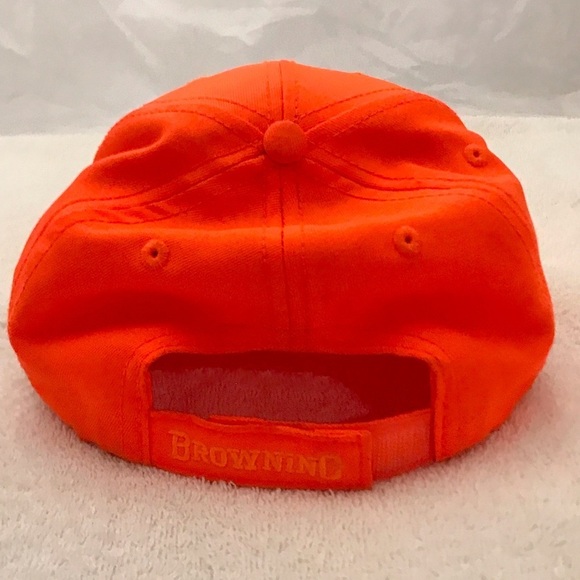 Browning Antler Logo on Adjustable Orange Hunting Cap - Picture 12 of 12